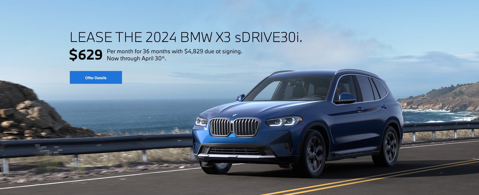 2024 X3 lease starting at $629 per month for 36 mo